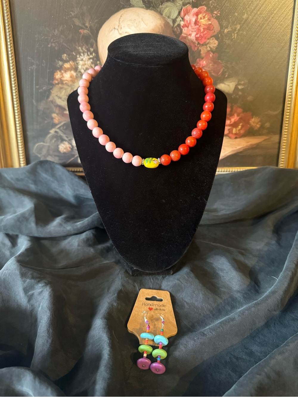 Handmade Glass and Ceramic Set with Sterling Silver Clasp